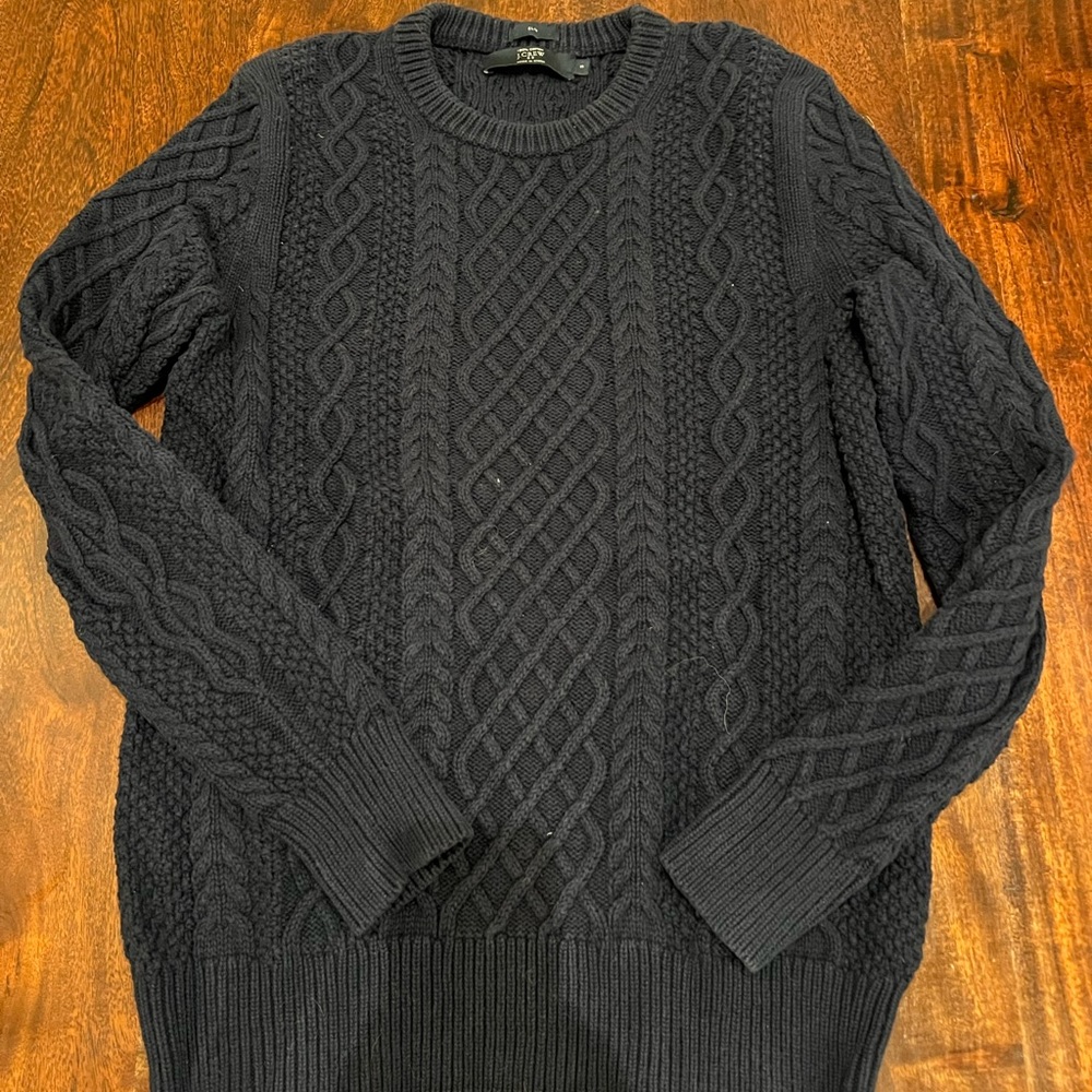 Jcrew navy cable knit sweater